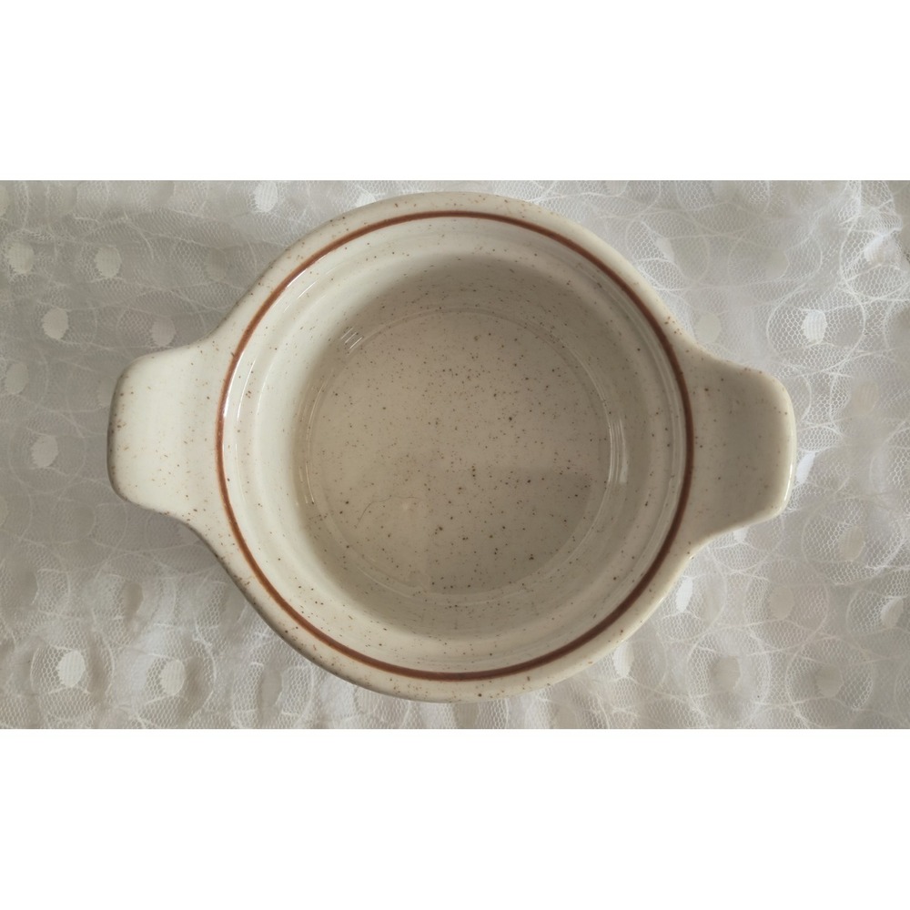 Syracuse China Vintage Speckled Crock Dish with Handles 733 Set of 2 Beige MCM